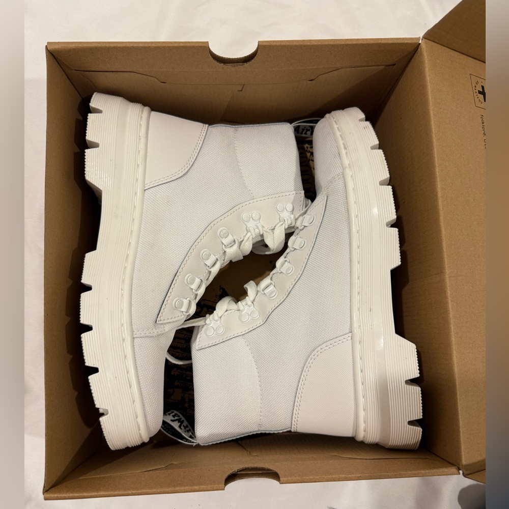 White Dr. Martens Combs Combat Boots